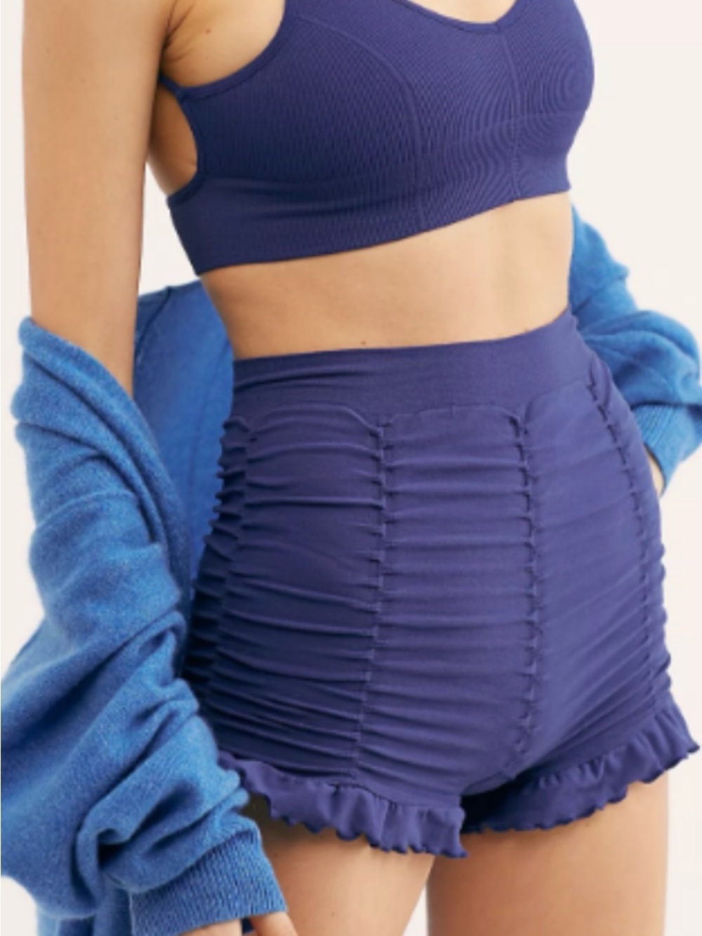 Free People Intimately Ruched Seamless Shorts in Navy M/L